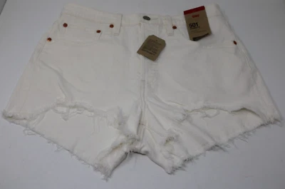 Pantalones Cortos Vaqueros Levi's 501 Blanco Tiro Alto Talla 30 Nuevos con Etiquetas Foto 1 de 4