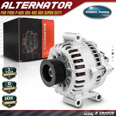 Alternator for Ford  F-250 350 450 550 Super Duty 2005-2007 135A 12V CW 8-Groove - Image 1 of 4