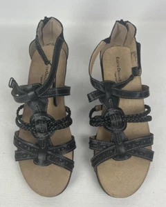 Earth Origins Womens Size 8 Black Wedge Sandals Wedge Braided Details Karoline - Picture 1 of 8