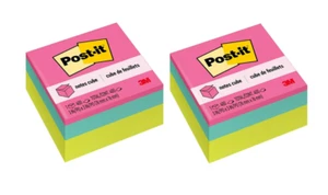 Post-it Notes Cube, 400 Total Notes, 3" x 3", Bright Colors 2 Pack - Picture 1 of 3