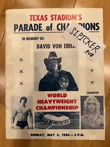 1st Annual David Von Erich Parade Of Champions Program 5/6/84 KERRY FLAIR π₯ - Picture 1 of 14