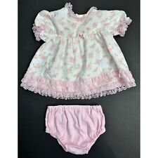 Vintage Sesame Street 2 Piece Dress Baby Girl 6/9m White Pink Floral Lace