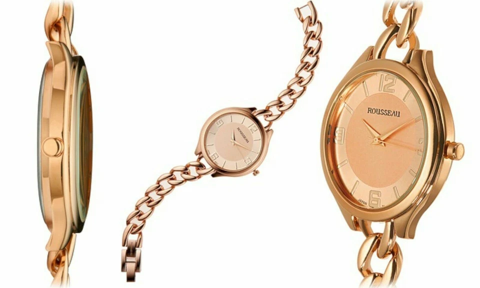 NUEVO Reloj Rousseau Patricia II 9406 Para Mujer Lindo Oro Rosa Banda Redonda Eslabones Cadena Foto 1 de 1