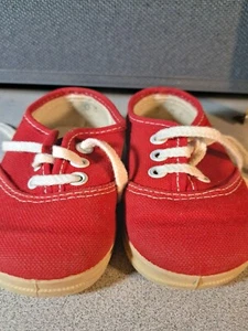 Vintage Red Canvas Baby Sneakers Made in the USA Size 3 # 3050L284 - Picture 1 of 9