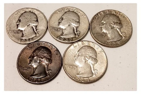 1936, 1947, 1959, 1961, 1964 US Quarters Cover