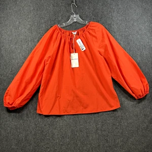 Tommy Bahama Agua Amara Top Women's Small Orange Flame Peasant Silk Blend - Picture 1 of 9