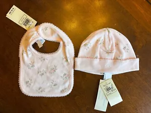 Neu mit Etikett Ralph Lauren Baby Mädchen rosa Blumen Lagenlook Mütze und Lätzchen Einheitsgröße - Bild 1 von 6