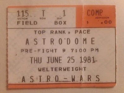 Sugar Ray Leonard Ayub Kalule Thomas Hitman Hearns Pablo Baez Boxing Ticket 1981 - Image 1 of 2