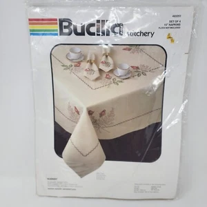 Bucilla Cross Stitch  Rosebuds Napkins Stamped Fabric 15" 493251 - Picture 1 of 5