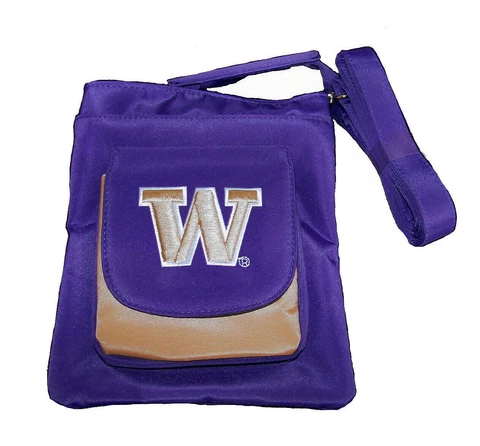 Washington Huskies NCAA Traveler Bag Crossbody Purse Purple 6.5 x 7.75" Cover