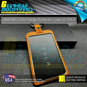 Orange Aluminum KeyCard Holder Protector Keyring Accessories Tesla Model 3 Y S X - Bild 1 von 4