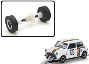 Scalextric C4438/02 Minilite Rear Wheels Axle Tyres For Mini Cooper S Castrol - Picture 1 of 2