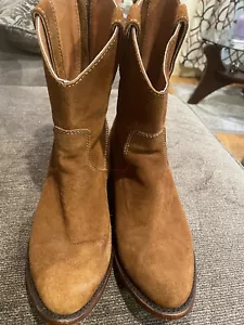 Mint Dan Post Brown Suede Short Zip-Up Cowboy Boots US 9M - Picture 1 of 8