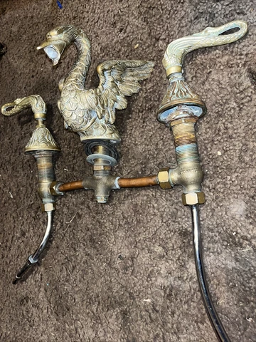 RARE SET BATH FAUCET AND 2 SINK SETS Speakman BRASS SWAN ANTIQUE e1944 Cover