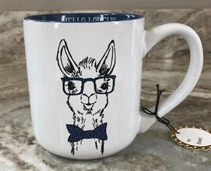 large Coffee Mug Hello Lovely Blue Llama With Bowtie Sheffield Home 16 oz New - Picture 1 of 10