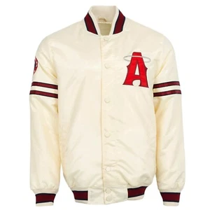Los Angeles Angels Ivory Satin Letterman Baseball Jacket Varsity Jacket - Picture 1 of 6