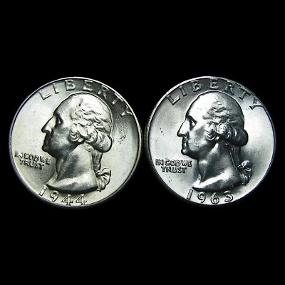 1944 1963 Washington Quarters Silver ---- Unc Details Coin Lot ---- #904R - Image 1 of 2