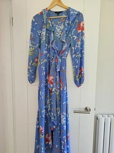 Karen Millen Maxi Blue Flower Wrap Dress - Picture 1 of 2