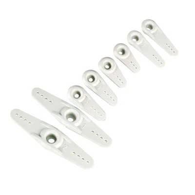 Plastic Servo Arms 25T White, 3mm Hole Single / Double Arm for Futaba 1 Set Foto 1 de 4