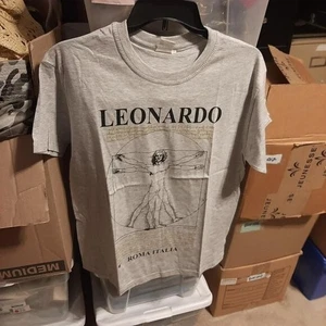 NEU! Vintage Y2K Leonardo Da Vinci Hemd hellgrau Größe M - Bild 1 von 6