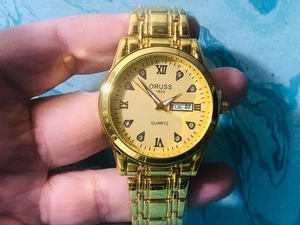 Oruss - Herrenuhr Quarzuhrwerk - Gold Zifferblatt / Goldband - Neu mit Box - Bild 1 von 4