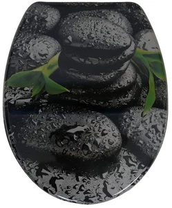 sanicomfort Duroplast WC Toiletten Klo Sitz Deckel Brille Softclose nasse Steine - Bild 1 von 7