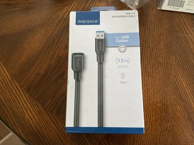 USB 3.0 Extension Cable, Insignia NS-PC3A3A12 - 12 ft, 5 Gbps, Black - NEW - Image 1 of 3