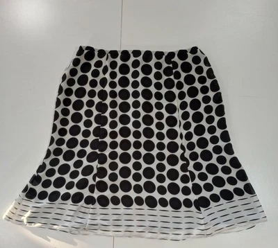 Falda Taylor línea A para mujer talla 14P blanca negra forrada a lunares cremallera trasera Foto 1 de 4