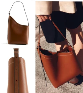 H&M Asymmetrical Shopper Brown 1295695001 Magnetic Fastening Adjustable Strap - Picture 1 of 8