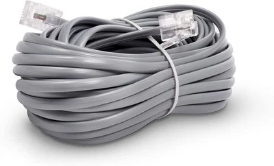 100 FT Feet Modular Phone Line Cord - High Quality 2 Conductor - Grey/Silver - Image 1 of 4