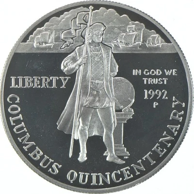 1992-P Proof Columbus Commemorative Silver Dollar $1 *4512 - Image 1 of 3