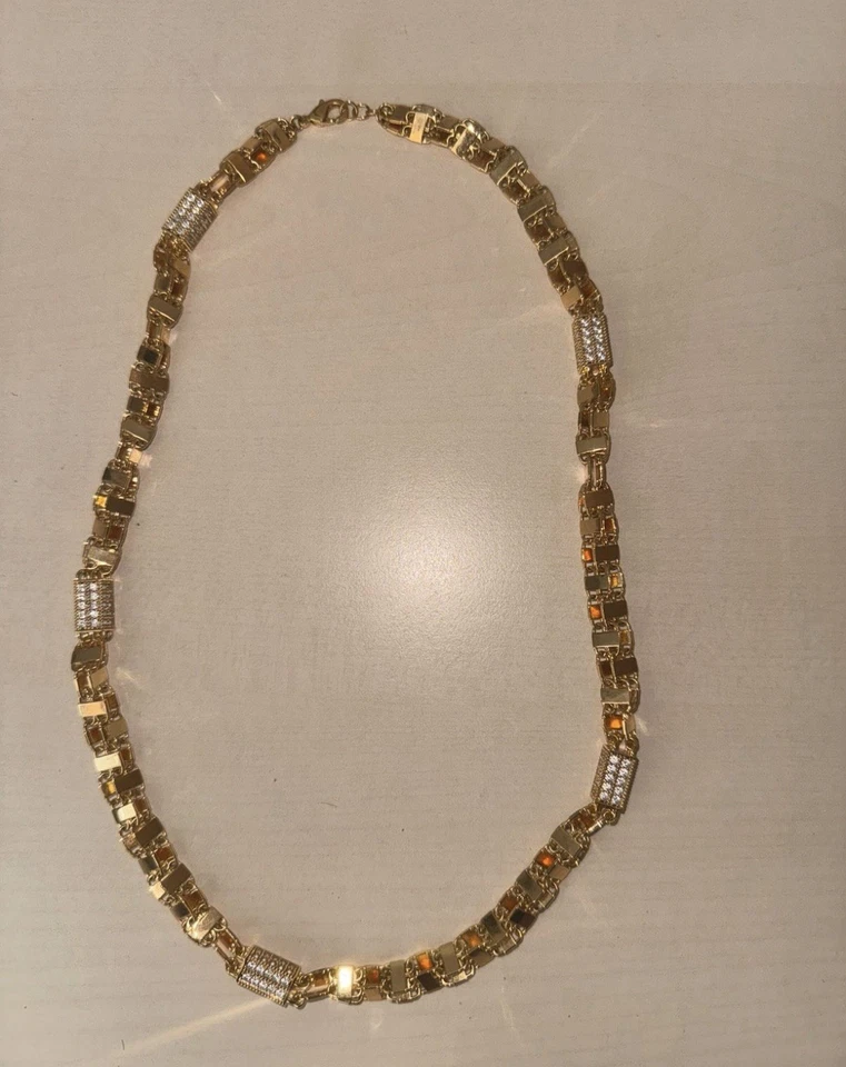 Käfigkette Magnumkette Iced Out 8mm 66cm 18k Vergoldet Gold Plated Edelstahl - Bild 1 von 3