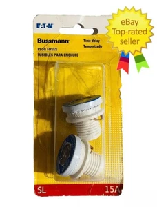 Fusibles de enchufe de retardo de tiempo BUSSMAN (BP/SL-15) SL 15 amperios 2pk. - Imagen 1 de 6