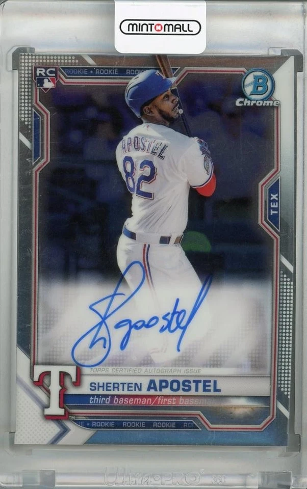 2021 Topps Bowman Chrome Texas Rangers Sherten Apostel Rookie Autographs - Image 1 of 2