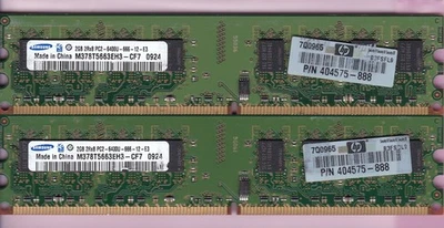 4GB 2x2GB PC2-6400 DDR2-800 SAMSUNG M378T5663EH3-CF7 Memory KIT HP 404575-888 - Image 1 of 4
