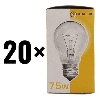 20x Glühbirne 75W E27 klar Glühlampe dimmbar KEIN LED Lampe Birne NEU & OVP      - Bild 1 von 4