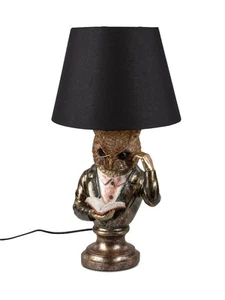 dekorative Tischlampe Eule mit Anzug und Brille H. 56cm antikfarben Formano - Bild 1 von 2