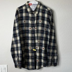 Camisa vintage Casey & Max azul crema a cuadros abotonada para mujer talla XL - Imagen 1 de 7