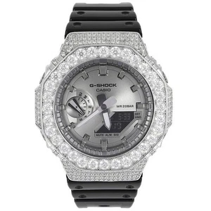 G-SHOCK Custom GA2100 Moissanite .925Silver 4 ct. Wristwatches GRA Certificate - - Picture 1 of 10