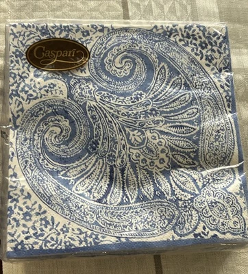 Paquete de 20 servilletas de papel Caspari cachemir azul blanco nuevas 6,5" x 6,5" selladas 2 disponibles Foto 1 de 4