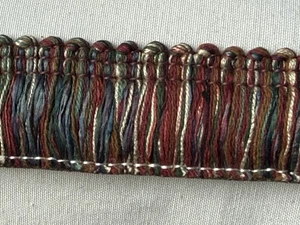 2 5/8" Yards PINSEL FRANSEN 1,5" - blau grün hellbraun burgunderrot - Polsterstoff Borte - Bild 1 von 5