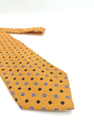 🇺🇲 Corbata de seda geométrica naranja italiana Bachrach para hombre 56x3 7/8  Foto 1 de 4