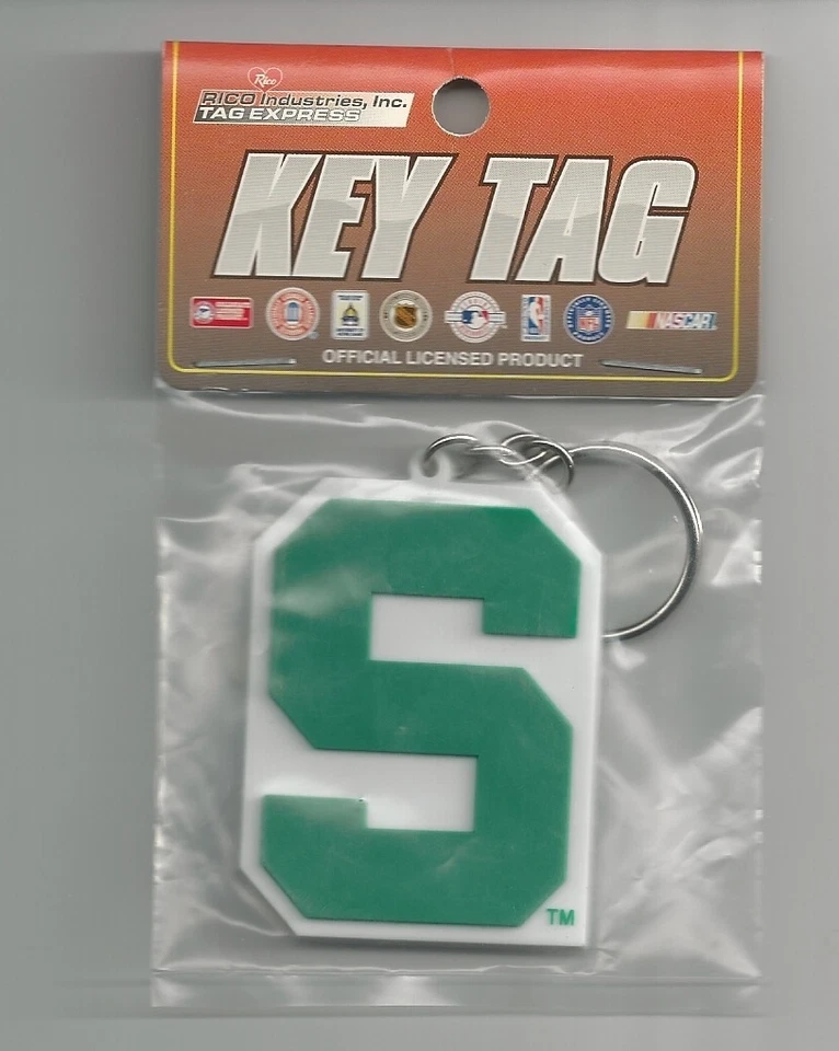 Michigan State Spartans Rubber Keychain Laser Cut Rubber Key Tag - Image 1 of 1