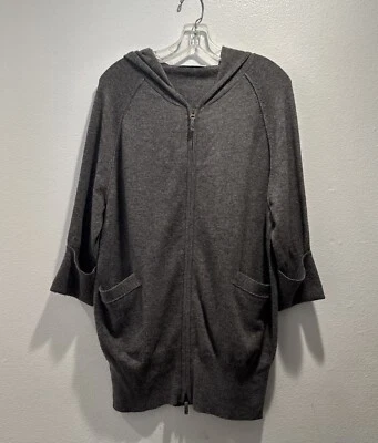 Suéter Colección Cashmere Neiman Marcus Talla Mediana Gris Cremallera Completa Con Capucha LEER Foto 1 de 4