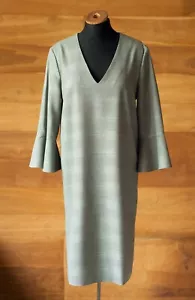 Gray woolen dress with a checkered midi escada, size m, l - Picture 1 of 8