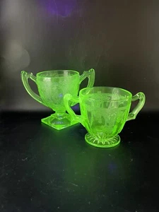 Vintage 2 Vaeline Depression Glas Zuckerschalen Geschirr - Bild 1 von 24