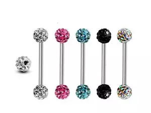 Joyería piercing barra pezón con bola discoteca circonita cúbica cristal joyería corporal - Imagen 1 de 12