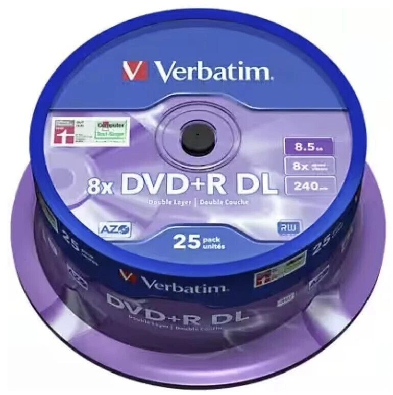 Verbatim 8x DVD+ R DL Printable Discs - Pack of 25 Spindle (43667) - Image 1 of 1