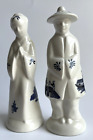 Ensemble de figurines asiatiques homme et femme chinois bleu saule sel et poivre shaker