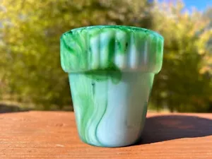 Akro Agate | Super Rare Flower Pot with Aventurine Green WOW - Picture 1 of 5